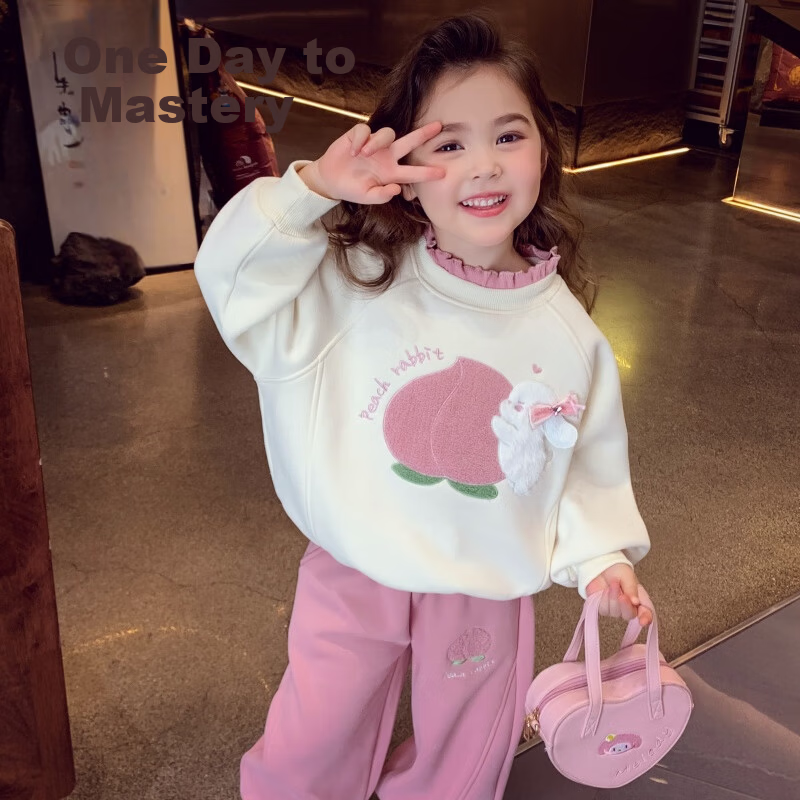 Mimi Halo Girls' Fleece Lined Tracksuit Winter 2025 New Kids Hoodie and Sweatpants Set Girls' Sportswear 25